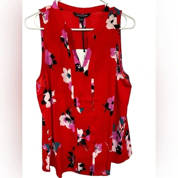 41 Hawthorn Red Floral Sleeveless Summer Top NWT - Picture 1 of 8